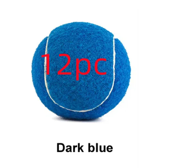 Blue, green, pink, and yellow 6.3cm rubber dog tennis balls for bite-resistant fetch play.
