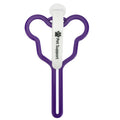 Hands-free dog poop bag holder with velcro strap attached to a leash.
