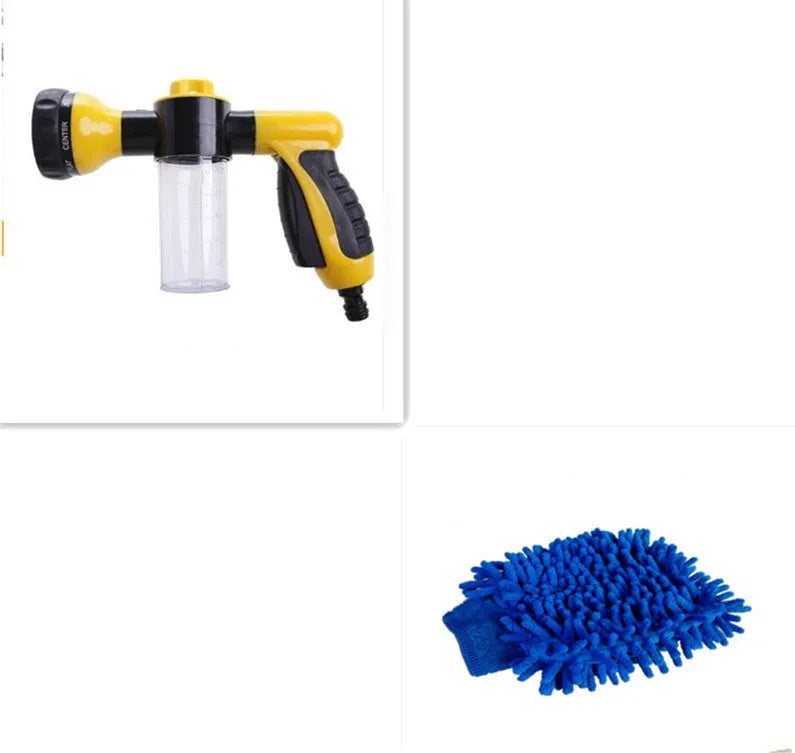 Green high-pressure foam spray gun for car washing with adjustable nozzle and multiple spray patterns