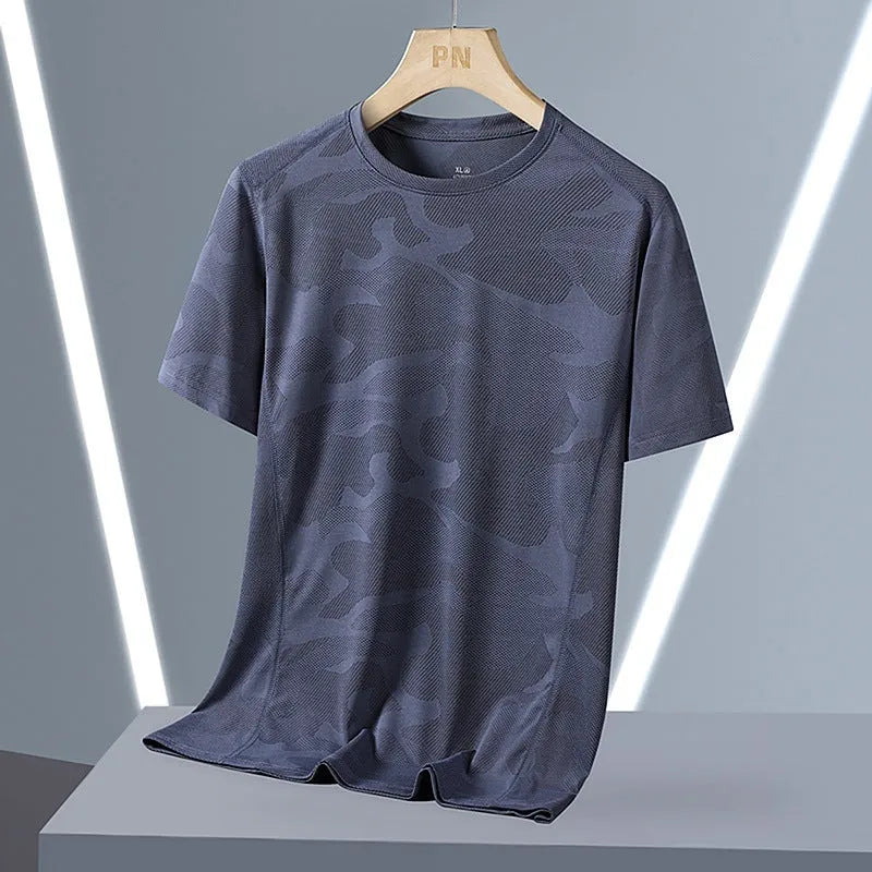 Men's camouflage short sleeve top, round neck, loose fit, nylon, available in five colours and sizes M to 6XL