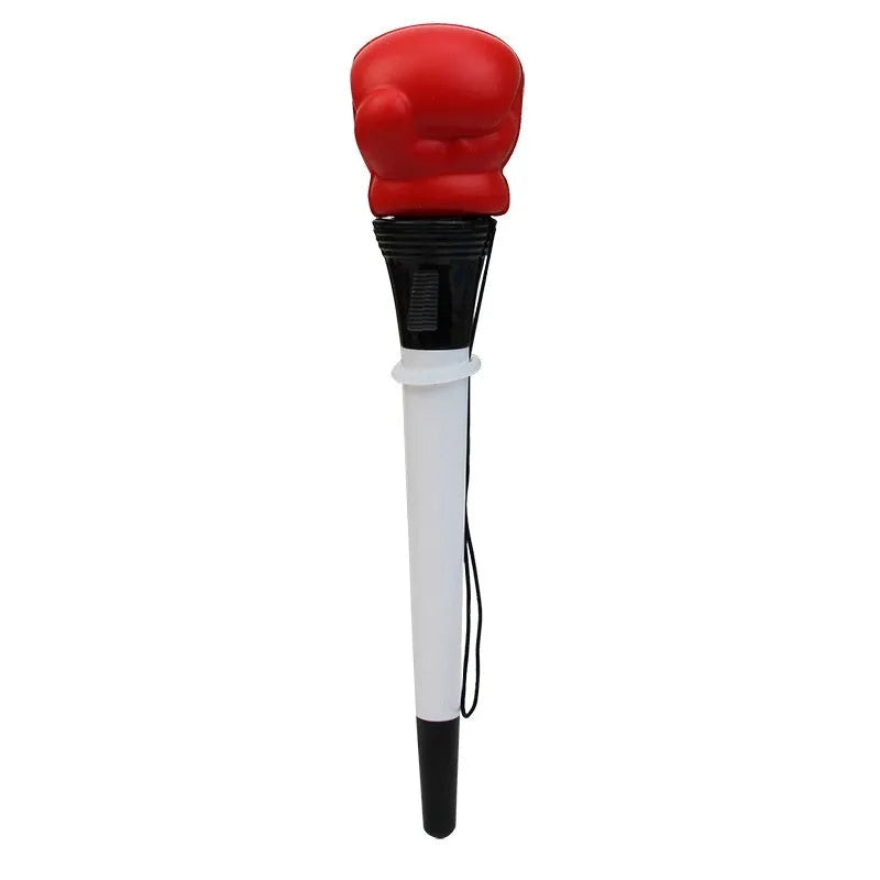 Four boxing press ejection pens showing push-button fidget mechanism and 0.7mm writing tips
