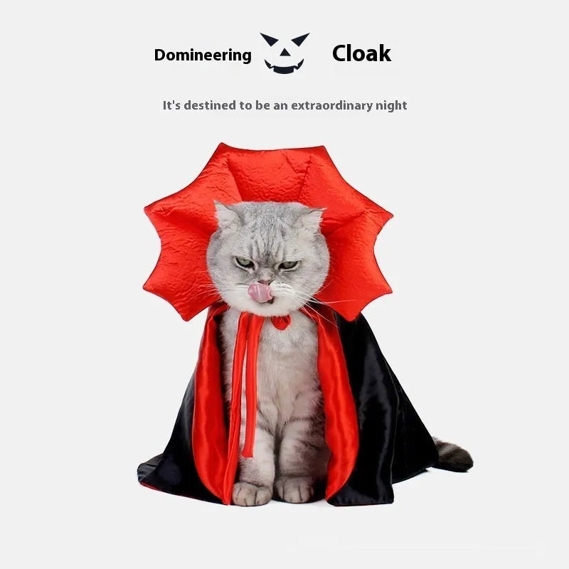 Black and red Halloween costume for cats and dogs made from polyester fabric