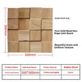 Retro 3D solid wood mosaic wall panel in 300x300mm and 300x600mm sizes with square and rectangular pieces
