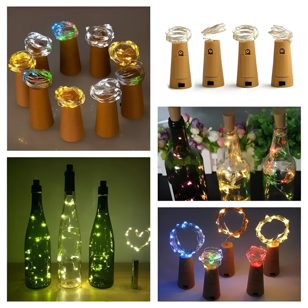 Copper wire LED string light with 20 LEDs and bottle stopper for wine bottle decorations