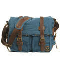 Men's 38cm wide canvas crossbody bag with cowhide trim in retro postman style