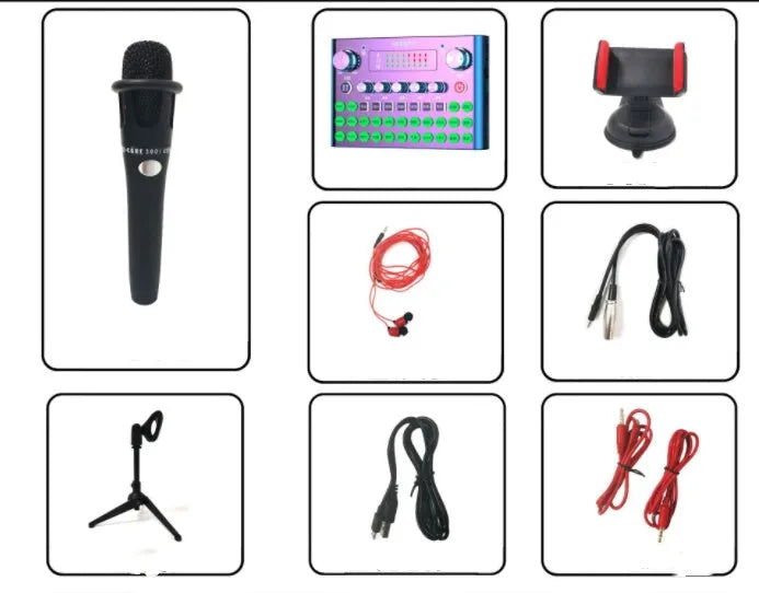 F007plus live broadcast sound card with condenser microphone for mobile and computer streaming