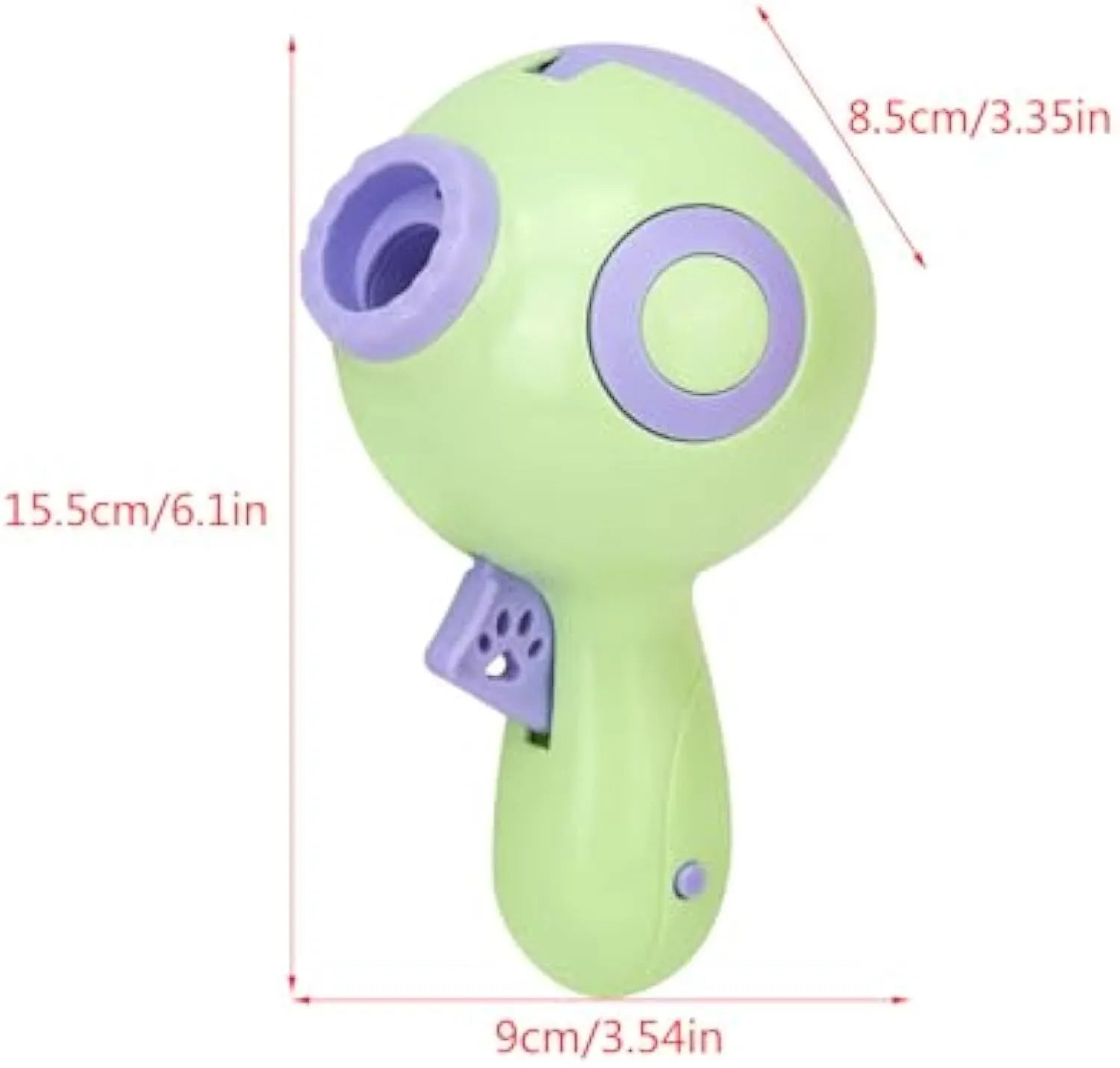 Green, orange, and pink interactive dog treat launcher toy for training and play.