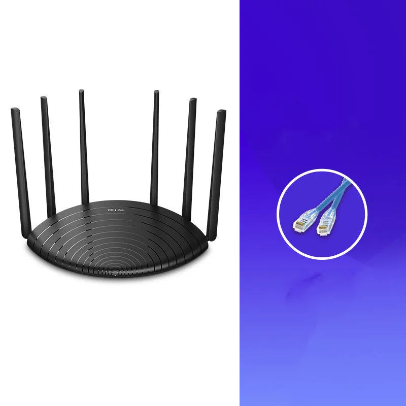 Black AC1900 gigabit wireless router with fixed design and status display lights