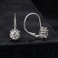 Flower bud design clip earrings in sterling silver with moissanite stone and white gold plating