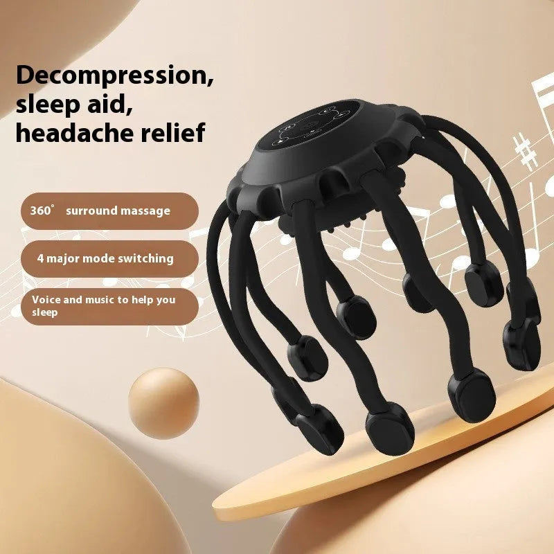 Black USB head massager with multiple claws for scalp vibration relaxation