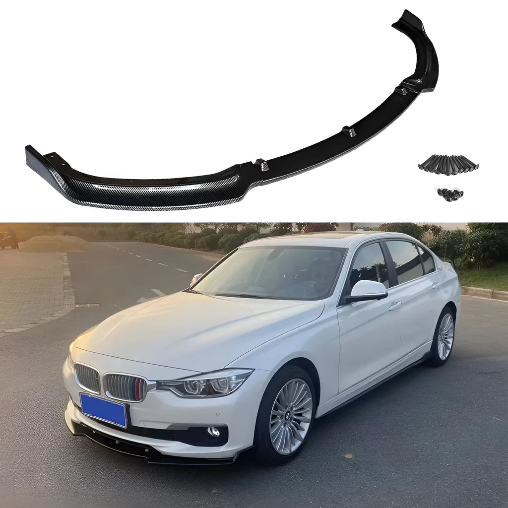 Bright black BMW 3 Series front bumper lip with 96cm length polypropylene construction