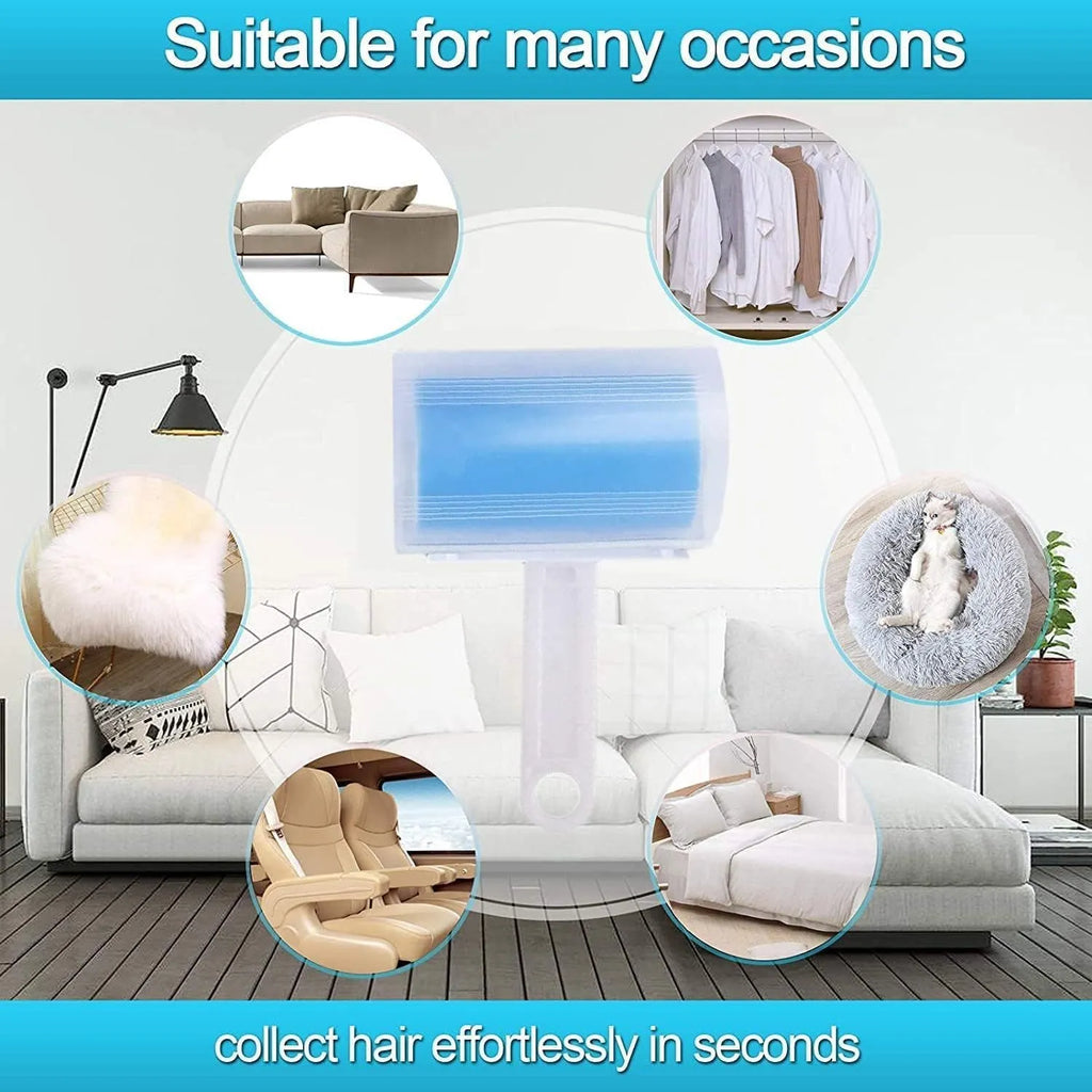 Reusable washable lint roller with protective cover for pet hair removal, measuring 17x10x4cm