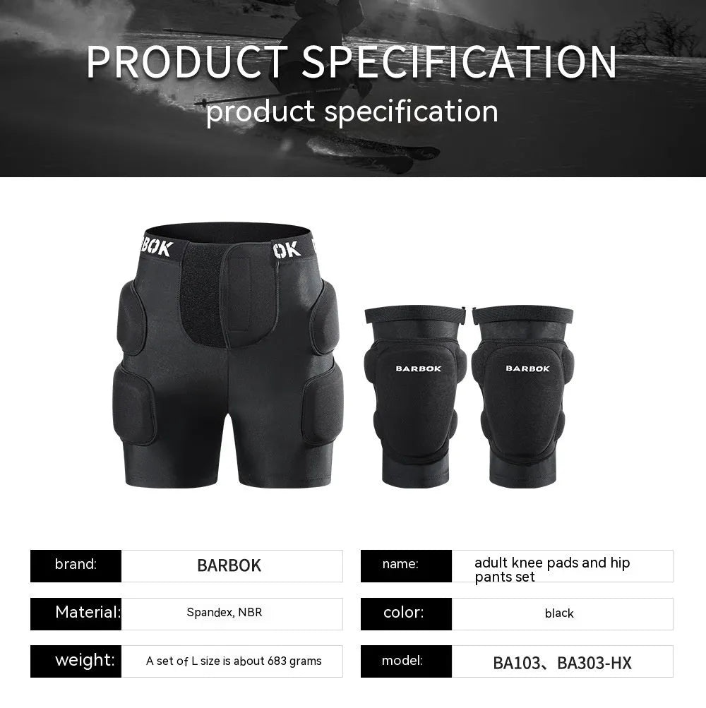 Black protective hip pad made of spandex with NBR foam padding for roller skating and skateboarding.