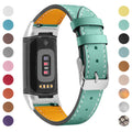 Genuine leather strap for Fitbit Charge 5 and Charge 6 smartwatch in apricot colour.