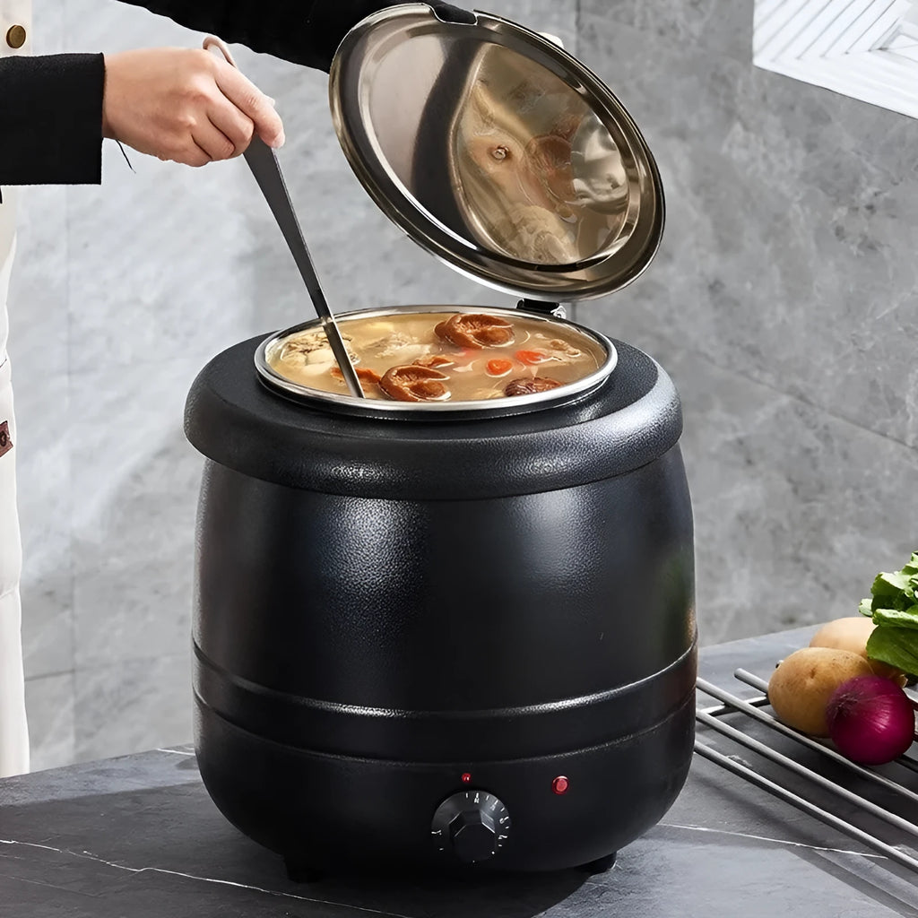 10L black electric heating soup pot with stainless steel insulation and large mouth cover