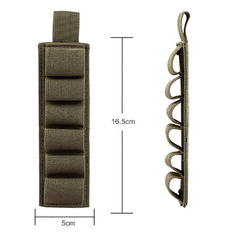 6-hole tactical storage sticker made from 1000D nylon fabric showing mounting holes and measuring 5cm by 16.5cm