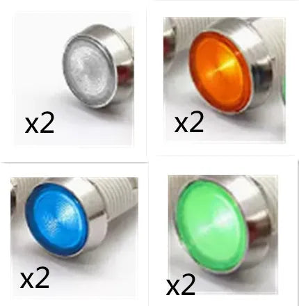 10mm stainless steel edge plastic indicator light with wire in multiple colour options