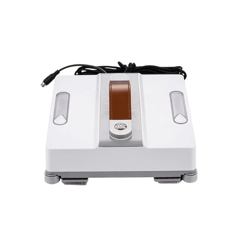 White intelligent window cleaning robot with dimensions 220mm x 220mm x 70mm for high-rise glass.