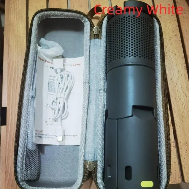 Portable camping LED lantern in creamy white or dark grey colour with button switch