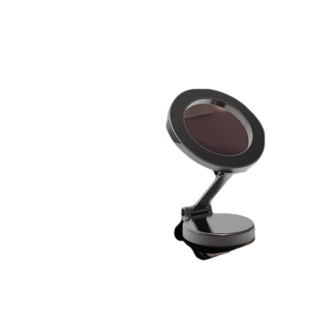 All-metal magnetic car phone mount with foldable design on dashboard