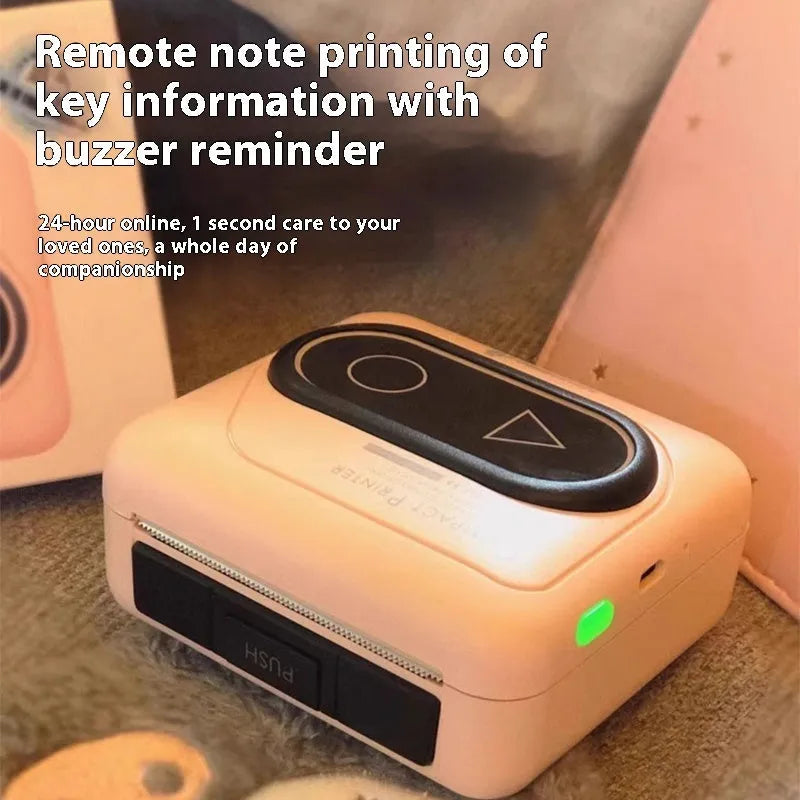 Bluetooth mini thermal printer in avocado green, pink, small yellow duck, or white colours for mobile phone printing