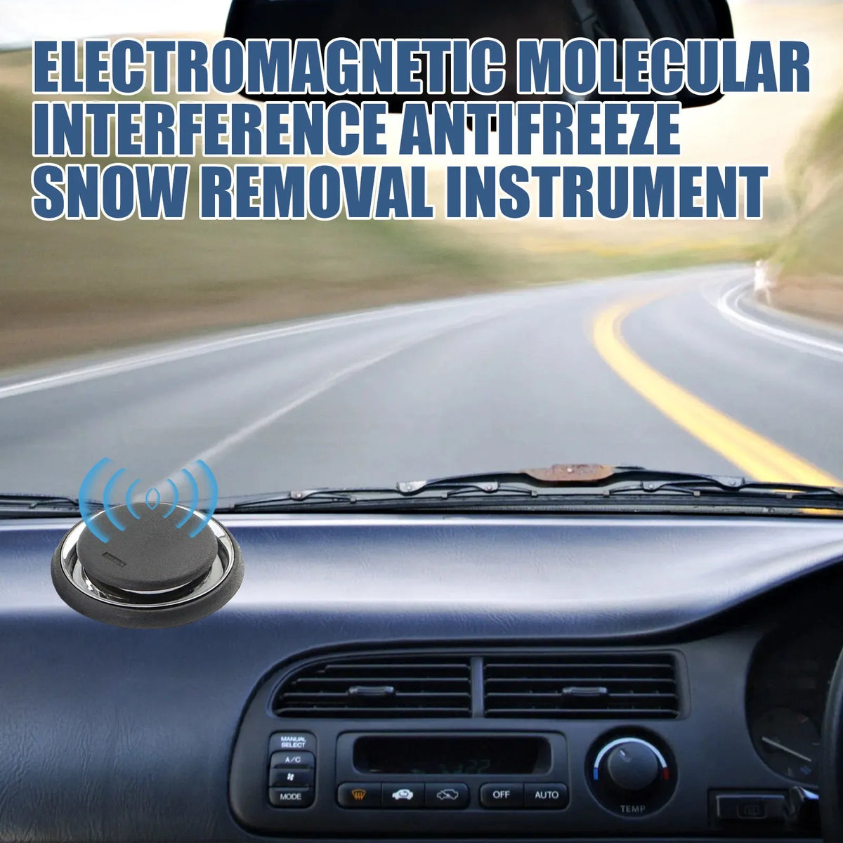 Black rectangular portable car de-icing instrument measuring 7.4x7.4x1.6cm for snow and ice removal