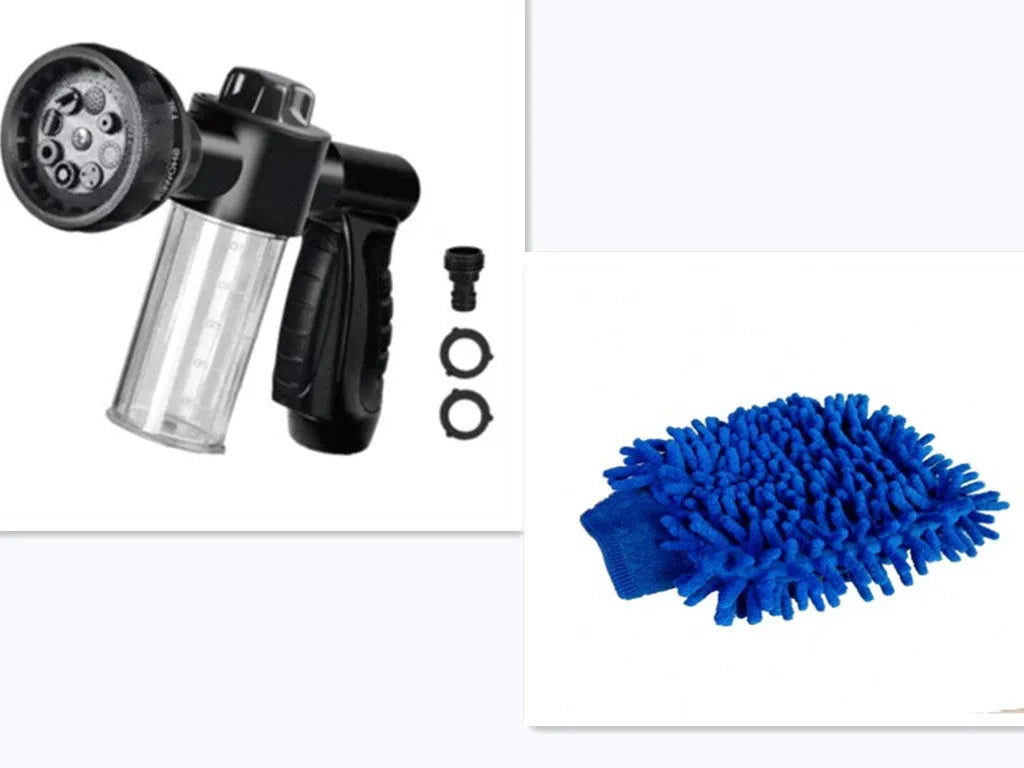 Green high-pressure foam spray gun for car washing with adjustable nozzle and multiple spray patterns