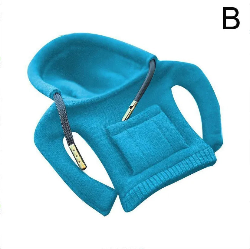 Cloth gear shift knob cover in assorted colours, shown with dimensions of 13 cm by 8 cm.