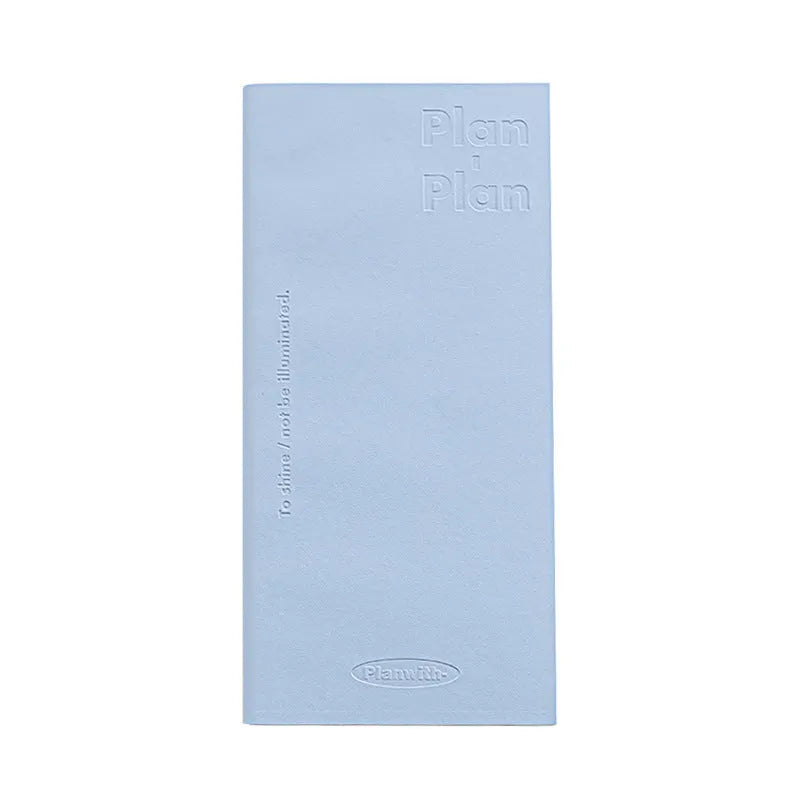 Embossed simple visual daily meter book notebook with choice of blue, grey, purple, white, or protective cover.