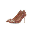 Red pointed stiletto high heels with PU lining, middle mouth 7-11cm, available in 5cm, 7cm, and 9cm heels