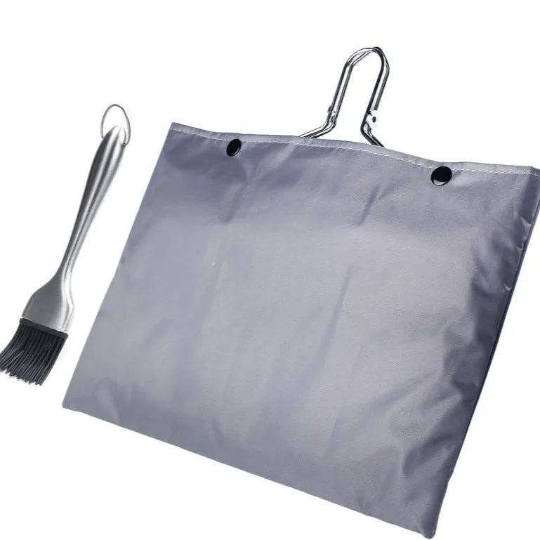 Stainless steel square folding barbecue grill mesh basket with cleaning brush