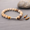 Handmade wood colour stone bead bracelet with retro simple design