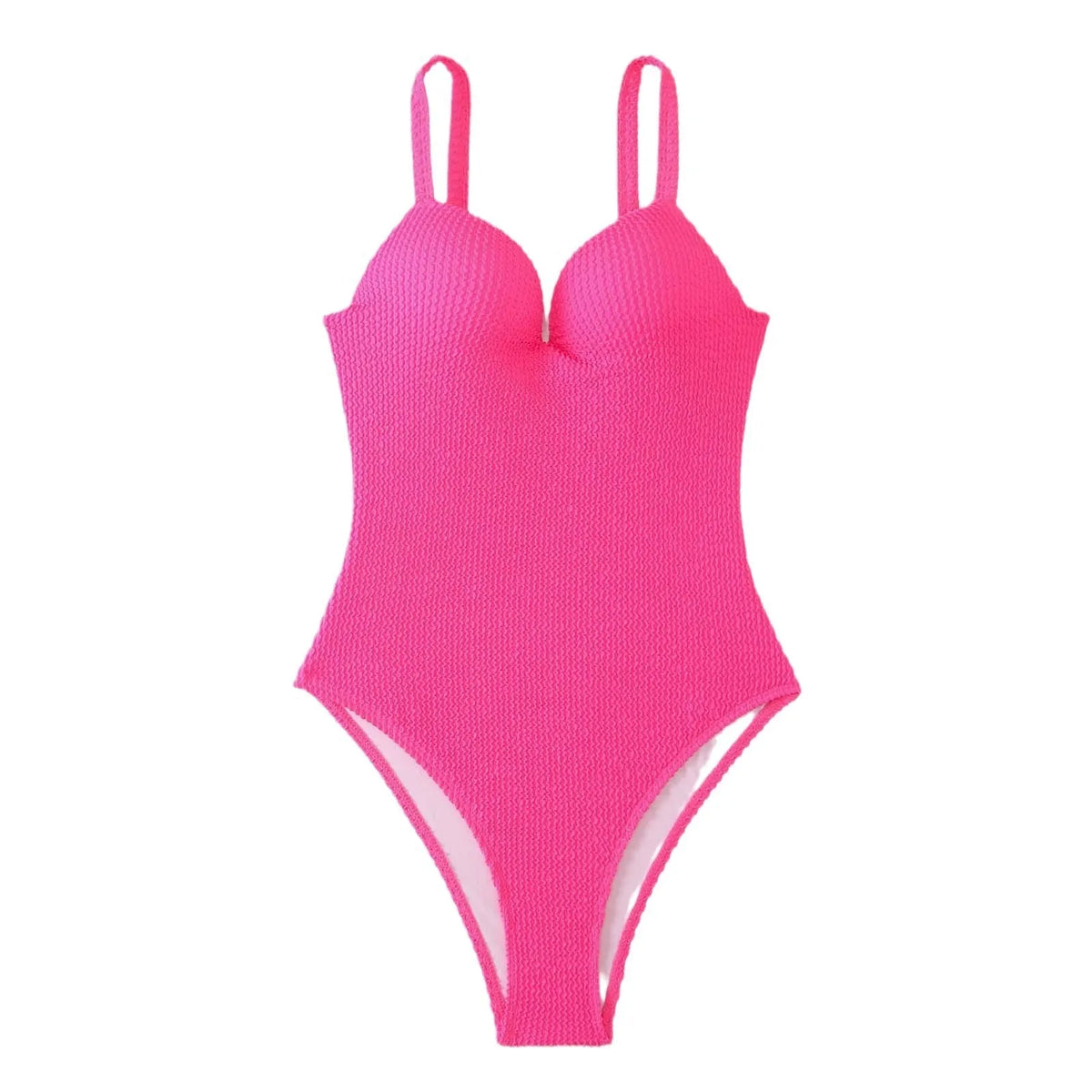 Women's one-piece swimsuit with sunken stripe pattern in sleeveless design