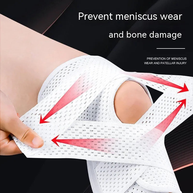 Mesh fabric knee protective sleeve for meniscus and patellar injury recovery in black or white colours