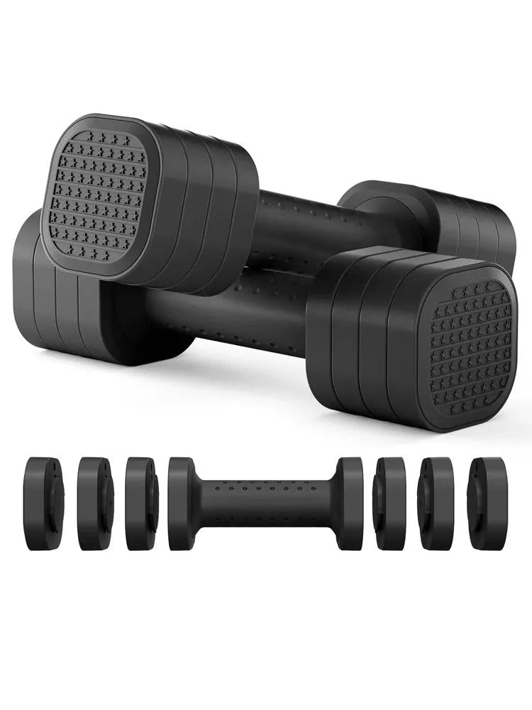 Women's adjustable dumbbell set with detachable 5 lb components in four colour options