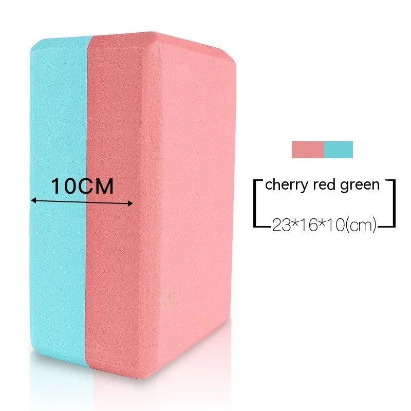 High-density EVA yoga block in mint green colour showing its rectangular shape and flat sides.