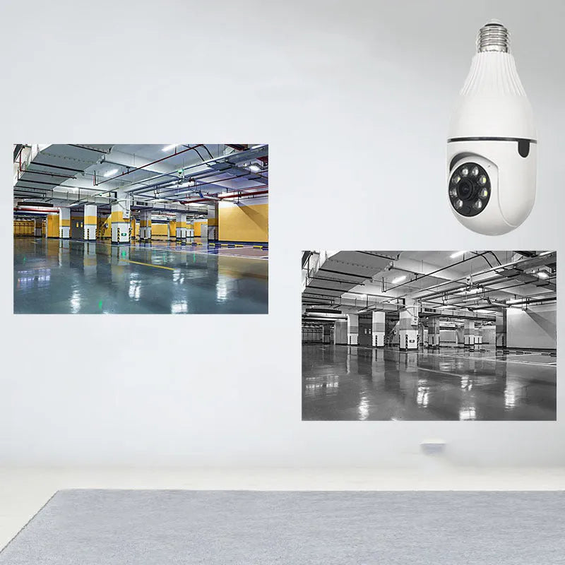 Minions colour wireless surveillance camera with wide-angle lens on white background