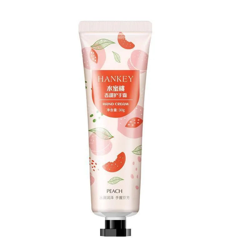 30g tube of fruit hand cream for moisturising dry skin with multiple scent options