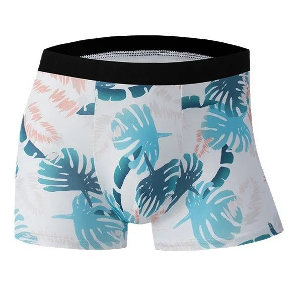 Ice silk men's underwear in fashion print patterns with mid waist design