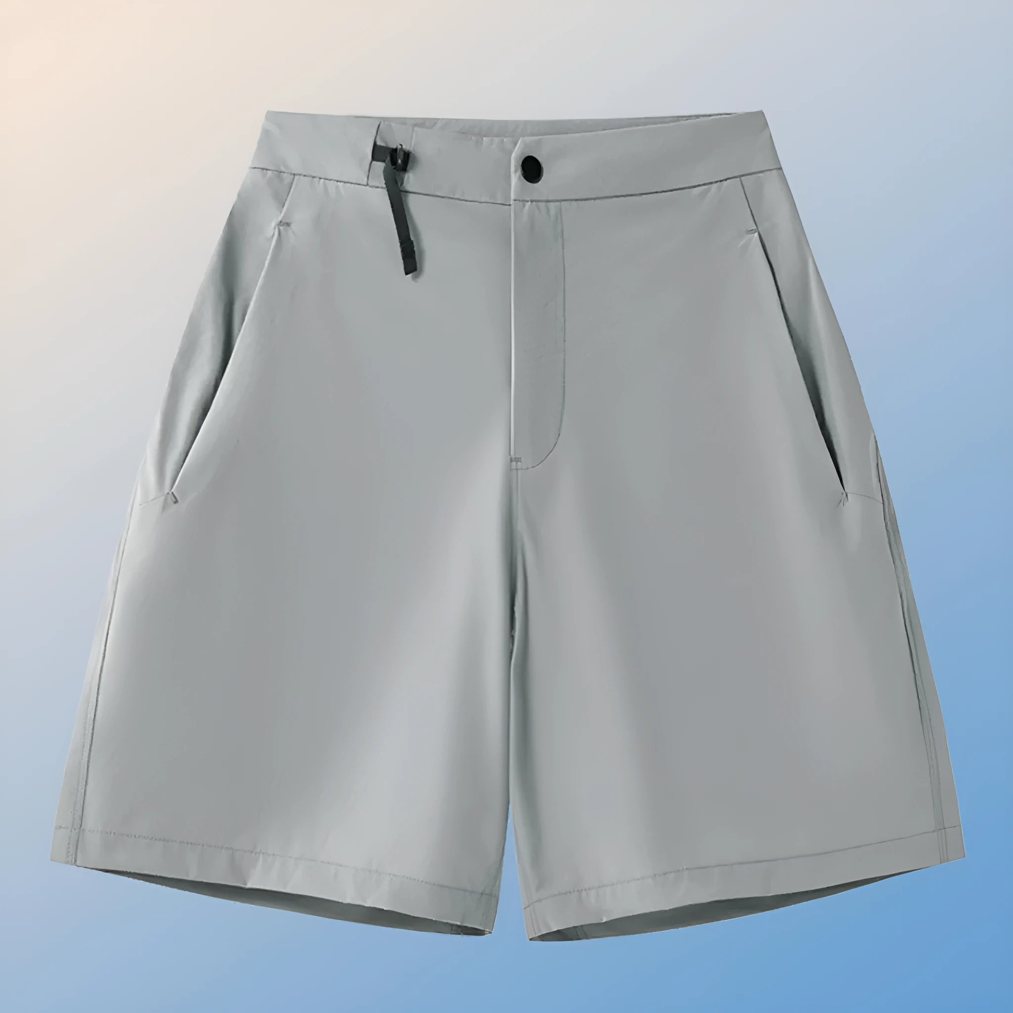 Men's solid colour quick-drying sports shorts with elastic waist, shown in army green.