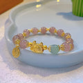 Floral glazed zodiac animal bracelet for women with coloured glass beads in red, pink, and white pearl colour variations