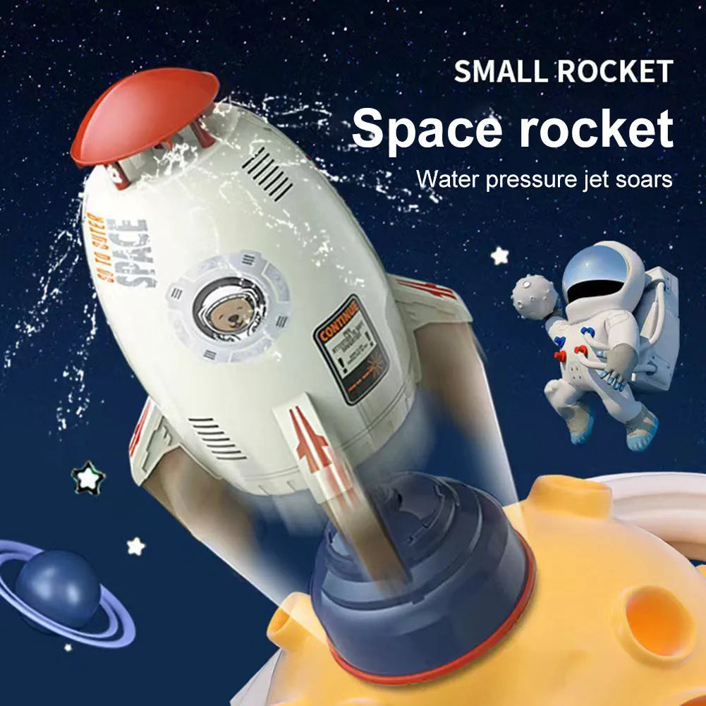 Water pressure rocket launcher toy with base and faucet connector, 14.8x29x14.8cm, for garden water play