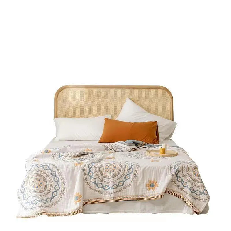 Cotton towel blanket with geometric pattern in modern simplicity style