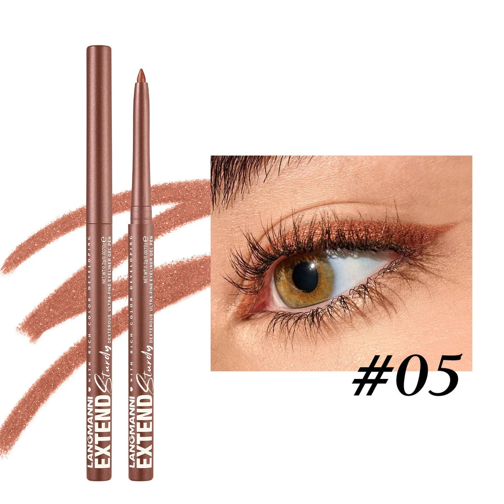 12 colourful gel glitter eyeliner pencils in vibrant shades with matte, glitter, metallic, and pearl effects