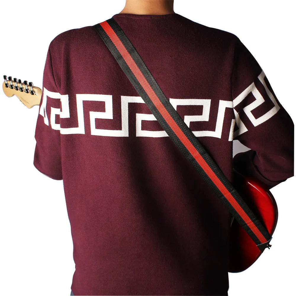 Woven stripe crossbody strap for musical instruments in multiple colour options