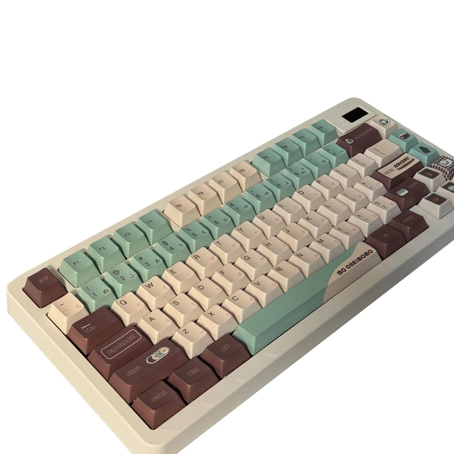 Matcha green theme keyboard keycap set with cross-satellite shafts and full-side sublimation printing