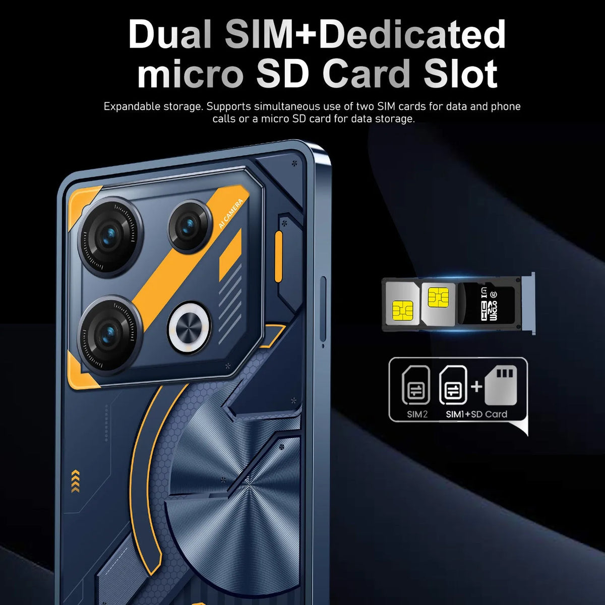 GT10 Pro Blue and GT10 Pro Silver Android smartphones showing straight plate design.