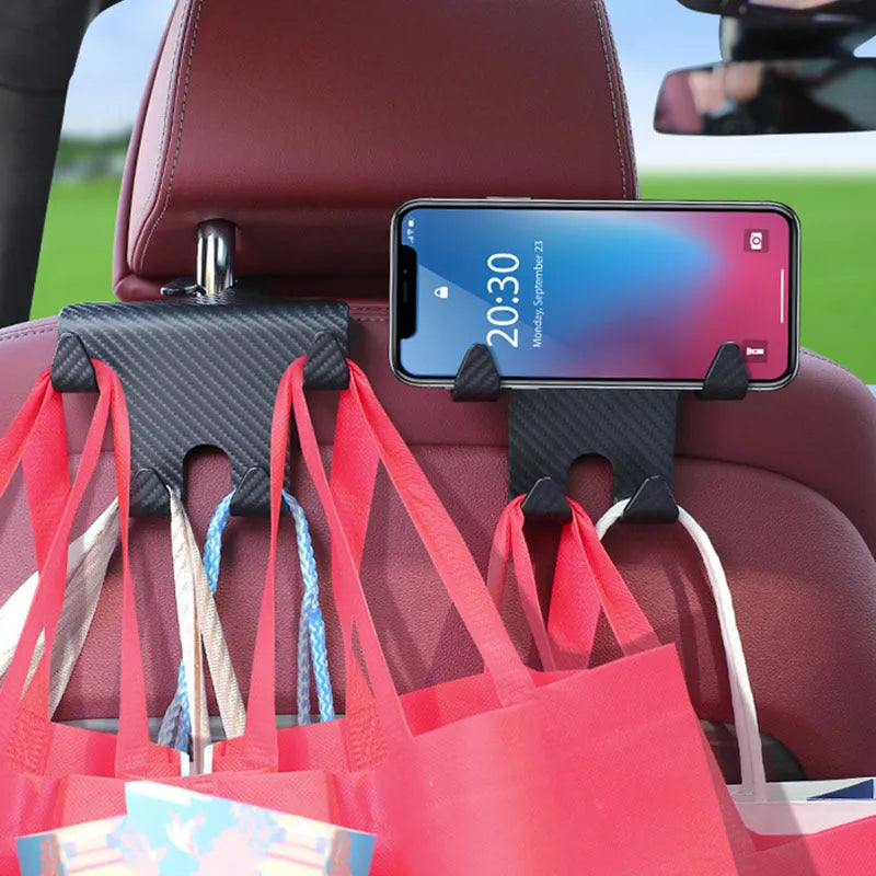 Energy Car black multifunction hook and mobile phone bracket for rear seat storage