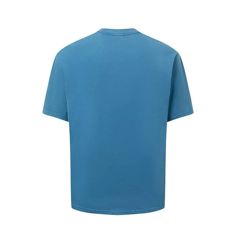 Men's American retro letter print t-shirt in loose fit cotton blend fabric