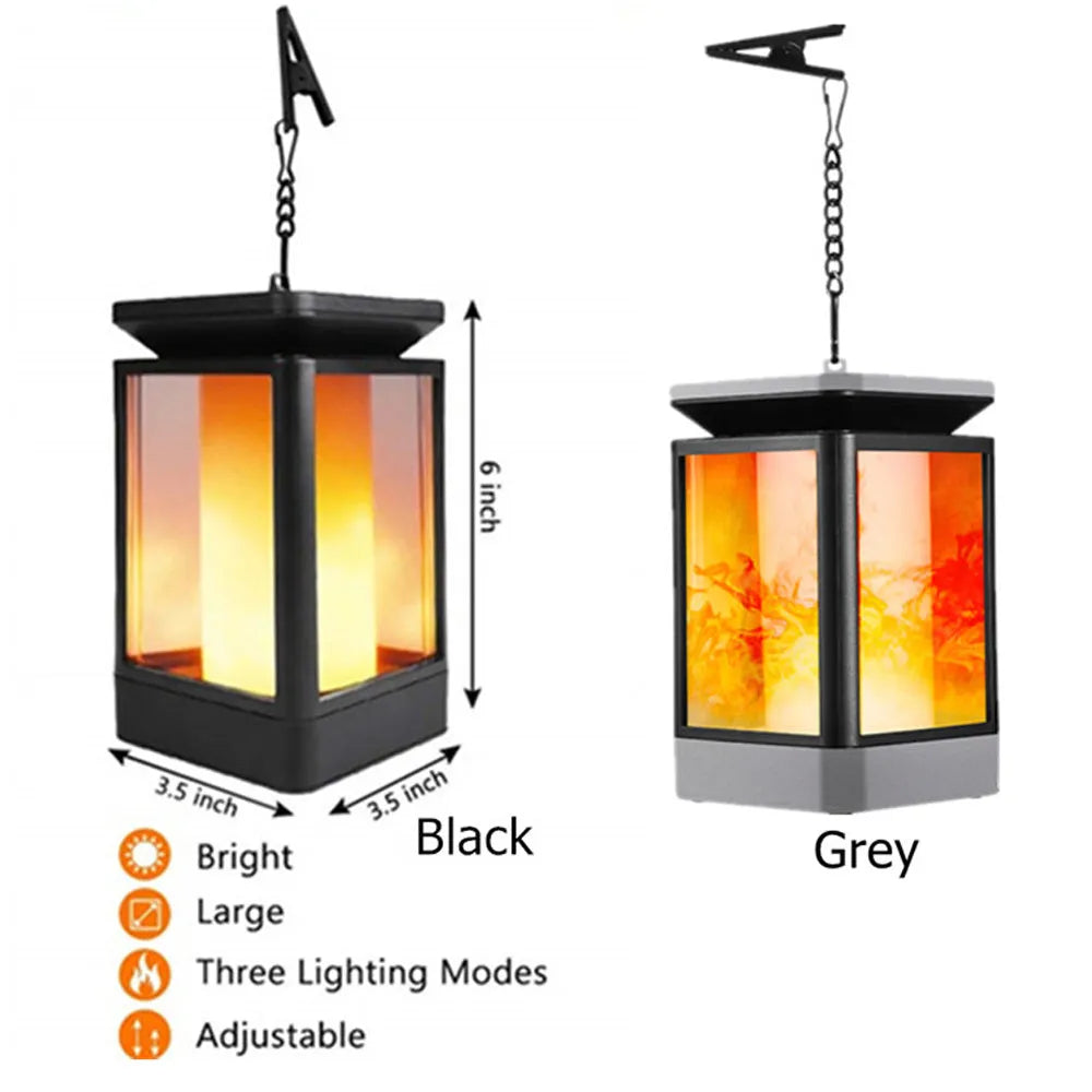 Black antique flame style solar LED street lamp with 99 beads for outdoor garden or district path lighting